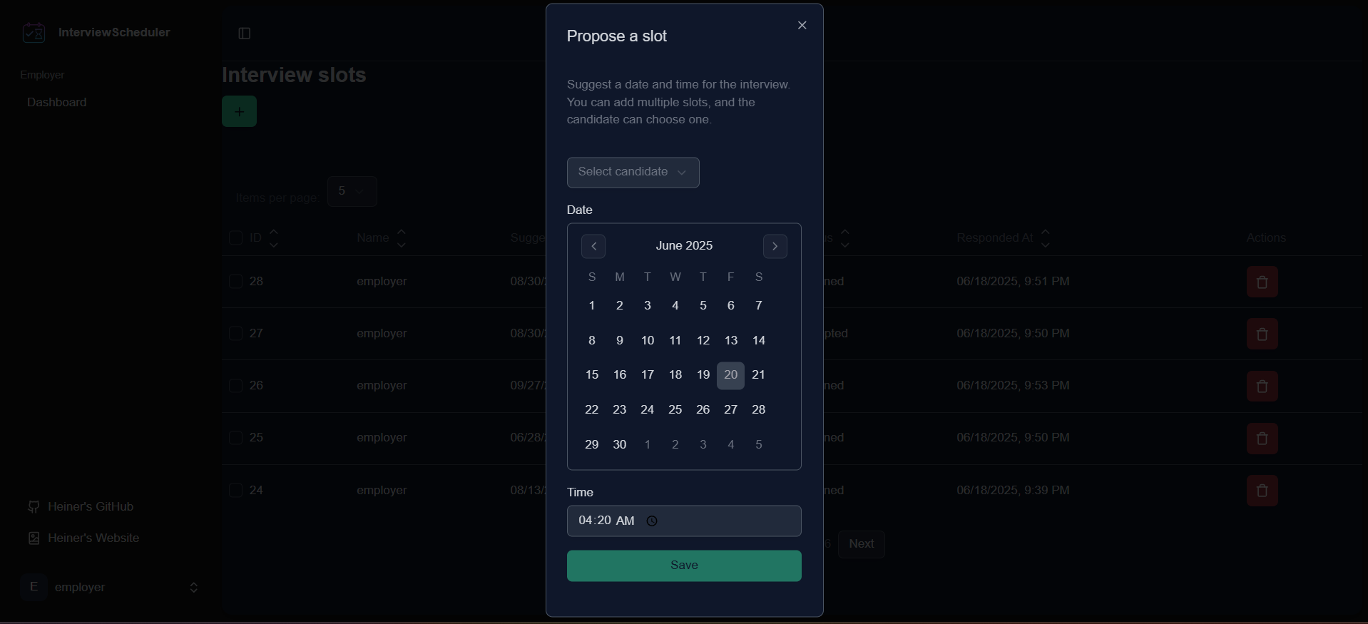 Interview-Scheduler screenshot